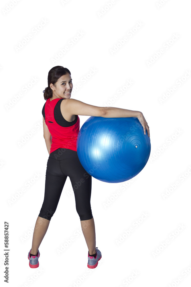 sport girl doing exercise with fitness ball sport girl doing exercise with fitness ball