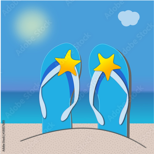 Tongs sur la plage