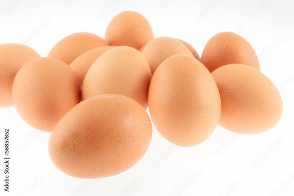 uova di gallina isolate su sfondo bianco uova di gallina isolate su sfondo bianco