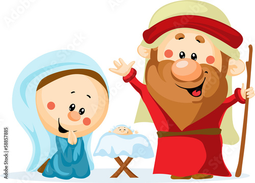 Funny Christmas nativity scene with holy family