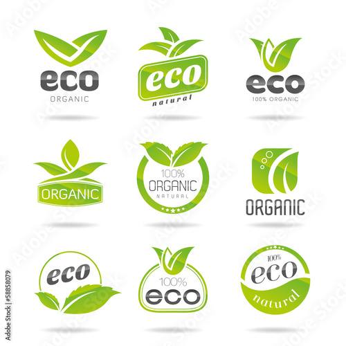 Ecology, organic icon set. Eco-icons