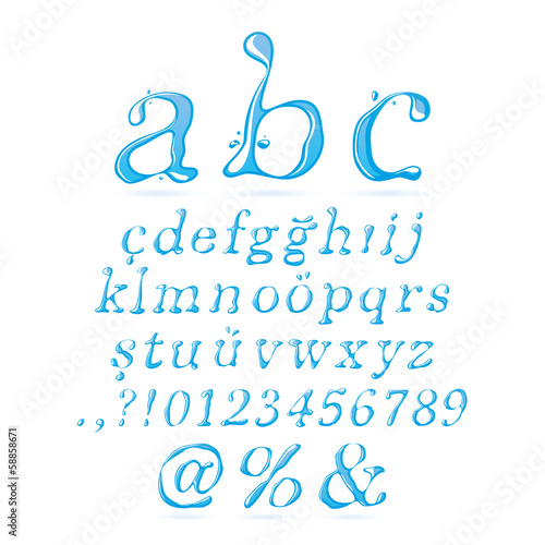 Water alphabet Lower Case Italic