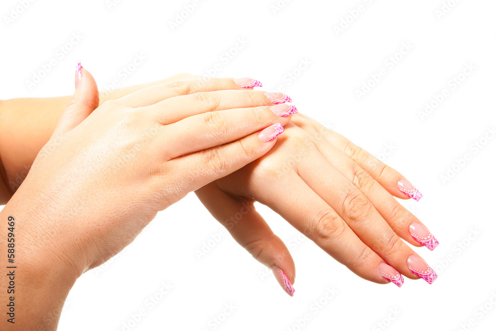 Fototapeta premium female hand on the isolated background