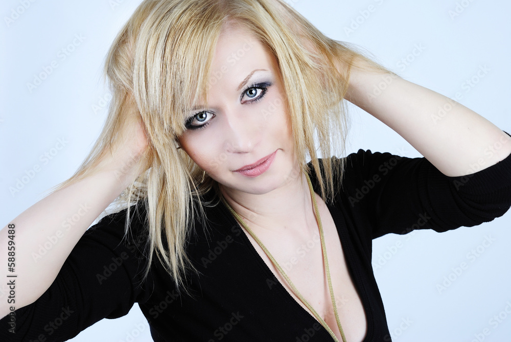 beautiful young blond woman with professional makeup beautiful young blond woman with professional makeup
