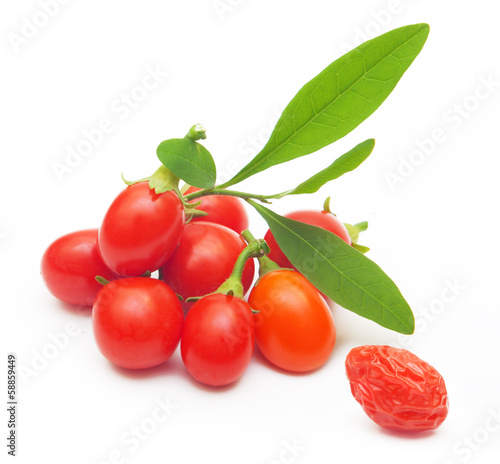 Goji berry isolated on white background.
