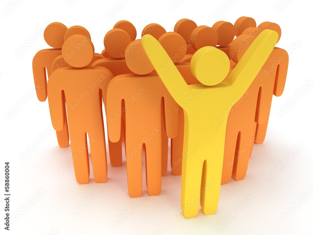 Obraz premium Group of stylized orange people with teamleader