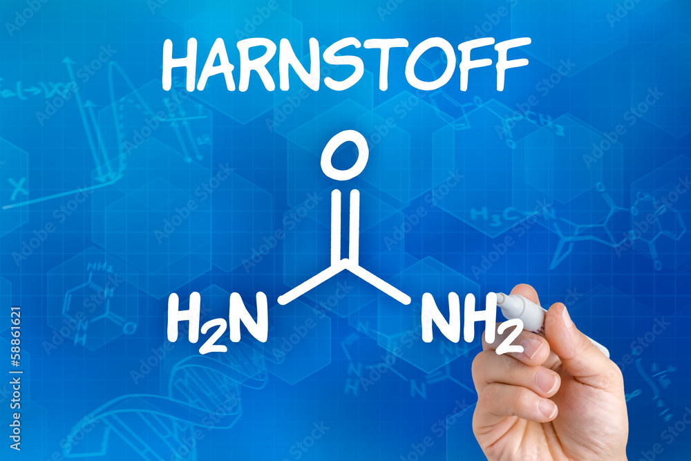 Hand zeichnet chemische Strukturformel von Harnstoff Photos