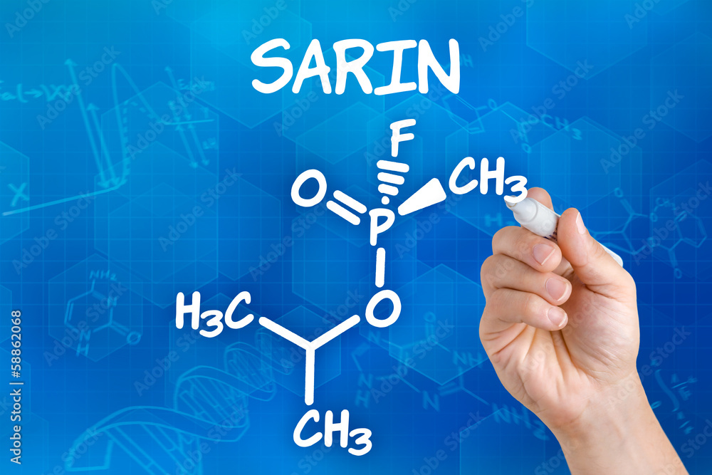 Hand chemische Strukturformel von Sarin StockFoto Adobe Stock