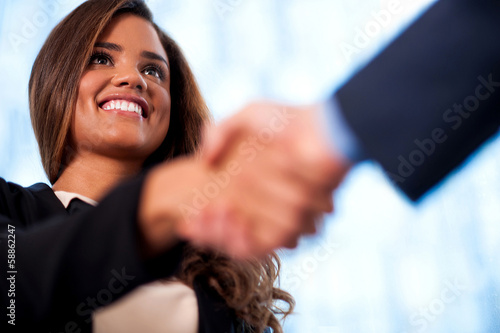 A handshake between business people