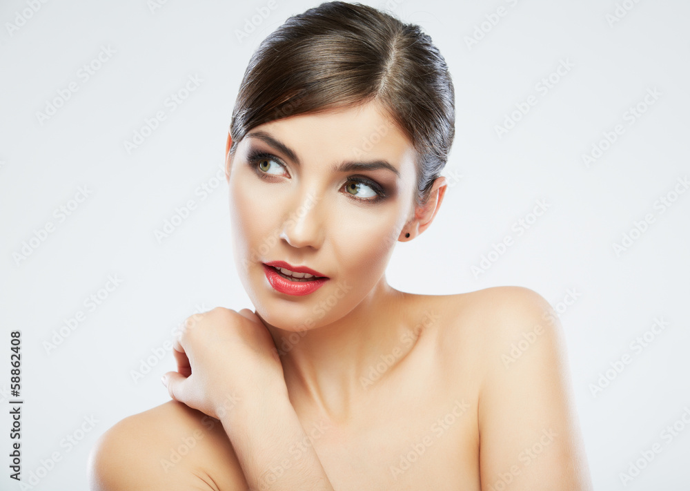 Woman hair style fashion portrait. isolated. Woman hair style fashion portrait. isolated.