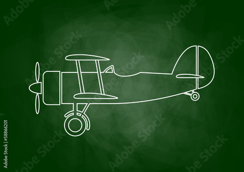 Drawing of aircraft on blackboard