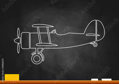 Drawing of aircraft on blackboard