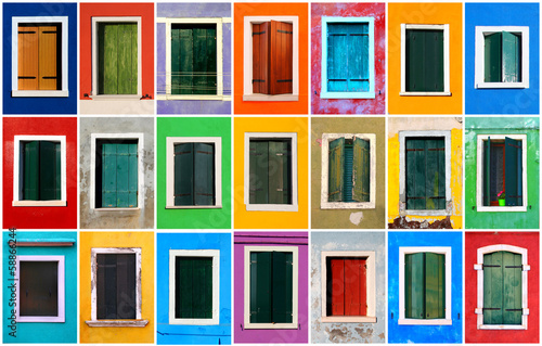 Fotografie Colorful windows collage