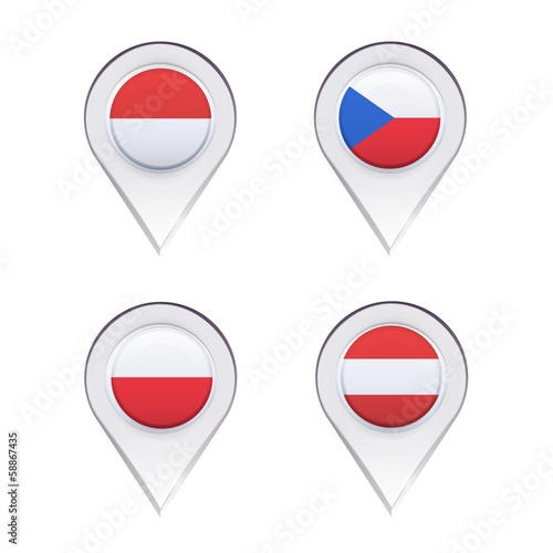 Free Download Flags inside pointers over white background - GFXLoad