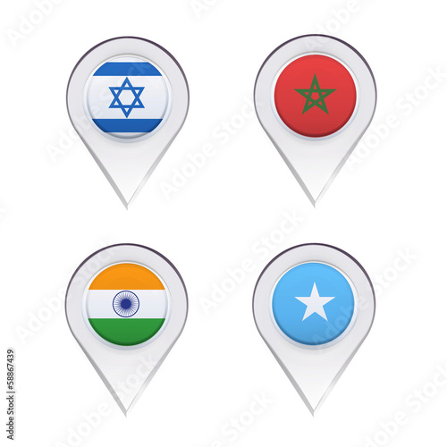 Free Download Flags inside pointers over white background - GFXLoad