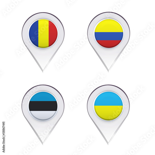 Free Download Flags inside pointers over white background. - GFXLoad