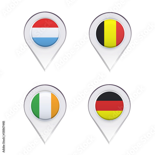 Free Download Flags inside pointers over white background. - GFXLoad