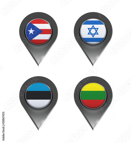Free Download Flags inside pointers over white background - GFXLoad