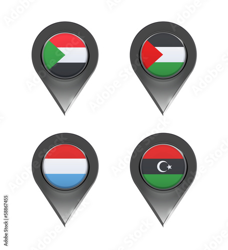 Flags inside pointers over white background. Free Download Flags inside pointers over white background. - GFXLoad