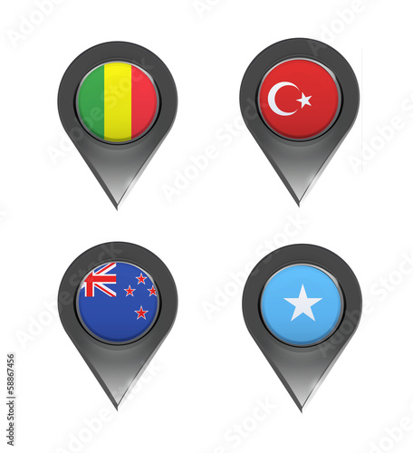 Free Download Flags inside pointers over white background. - GFXLoad