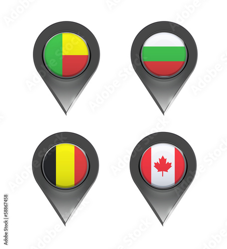 Free Download Flags inside pointers over white background - GFXLoad