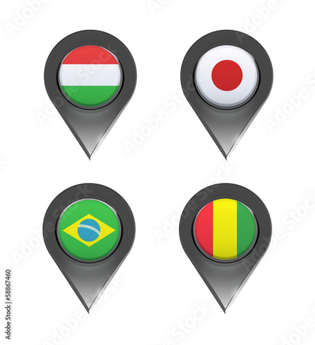 Flags inside pointers over white background. Free Download Flags inside pointers over white background. - GFXLoad