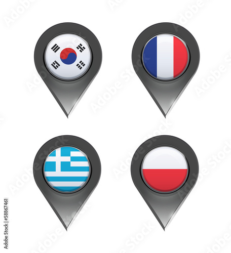 Free Download Flags inside pointers over white background. - GFXLoad