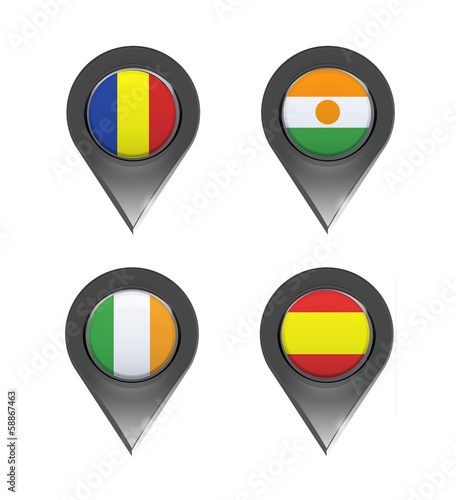 Free Download Flags inside pointers over white background - GFXLoad