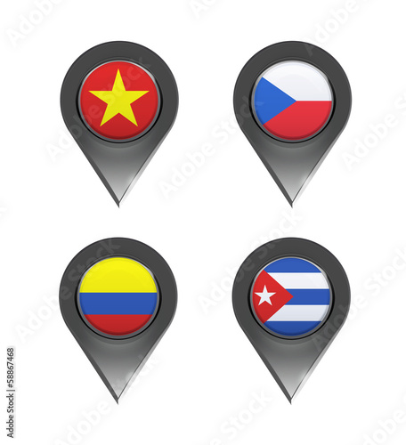 Free Download Flags inside pointers over white background. - GFXLoad