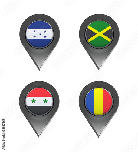 Free Download Flags inside pointers over white background. - GFXLoad