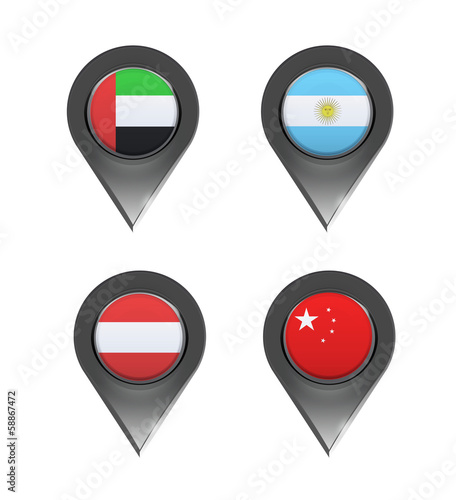 Flags inside pointers over white background. Free Download Flags inside pointers over white background. - GFXLoad