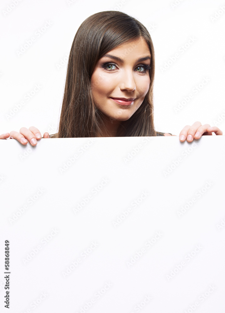 Close up business woman portrait. White background female portr Close up business woman portrait. White background female portr