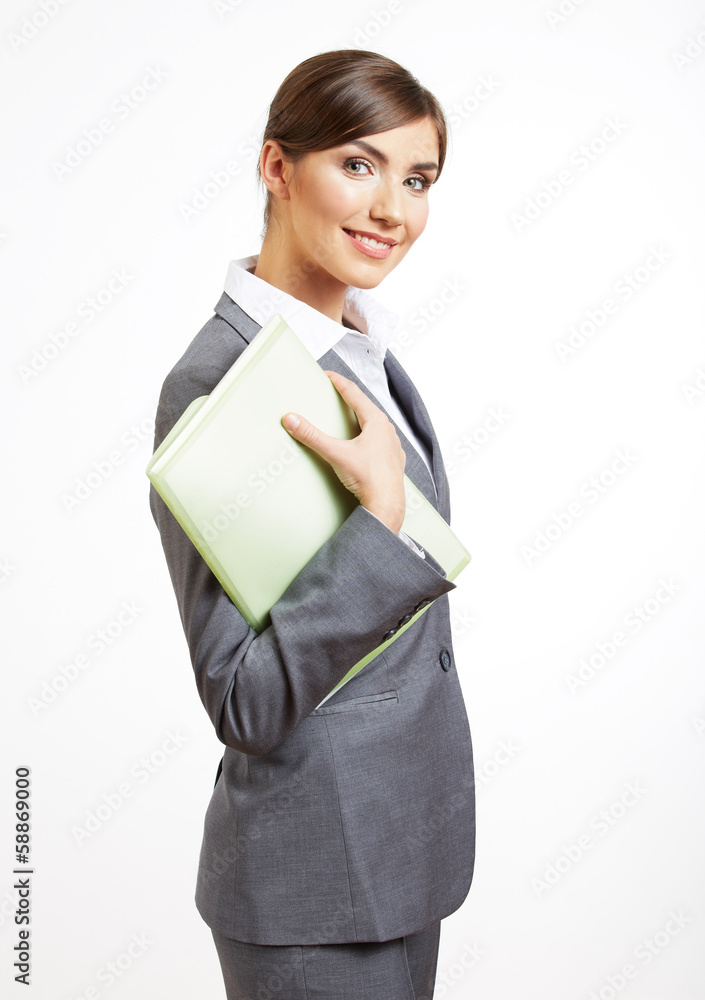 Business woman portrait isolated on white