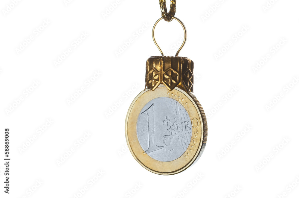 Euro coin as a christmas decoration Euro coin as a christmas decoration