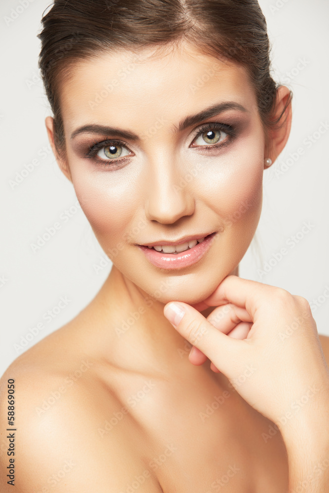Close up portrait of beautiful young woman face. Close up portrait of beautiful young woman face.