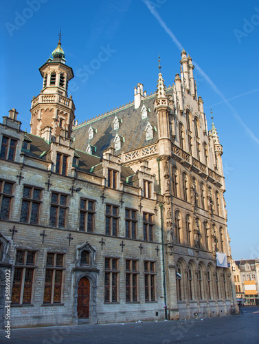 Leuven - Gothic palace from Margarethaplein