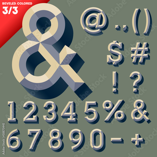 Foto Old school beveled alphabet. Simple colored version.