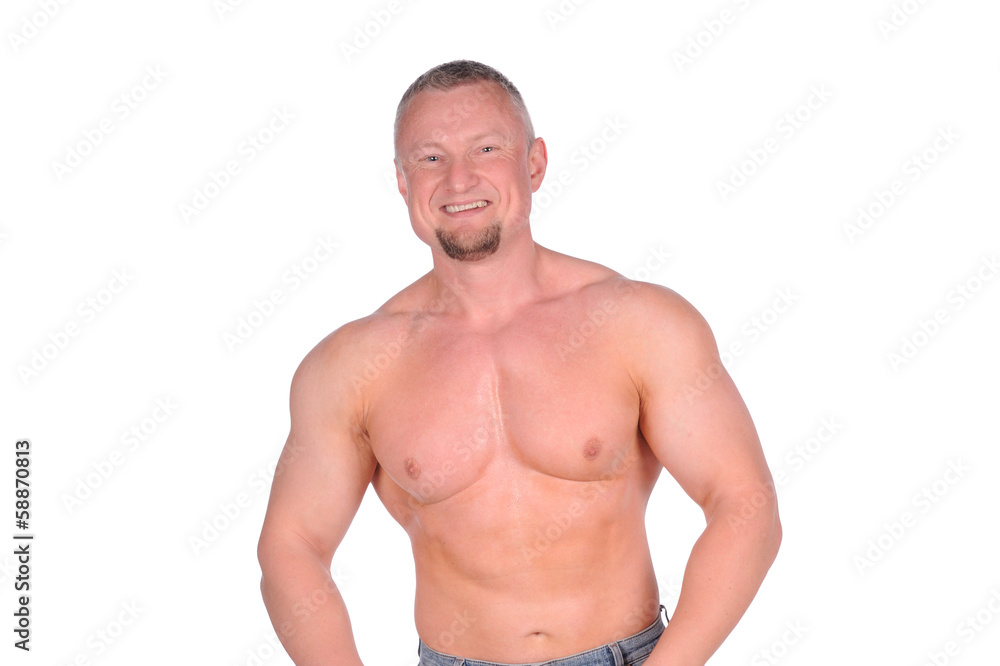 Muscular male body isolated on white background Muscular male body isolated on white background