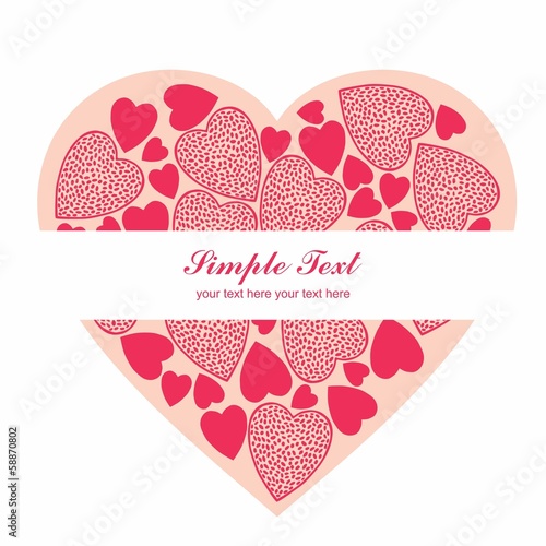 Simple Valentine Heart cardwith white background photo