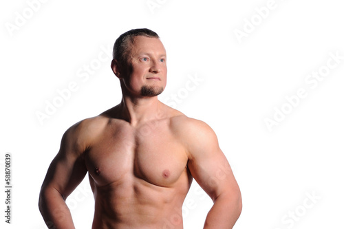 Muscular male body isolated on white background