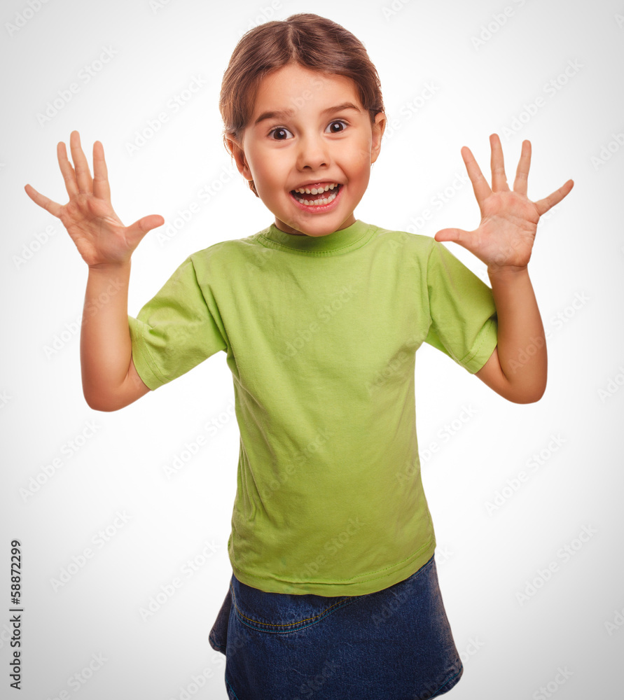 girl little pleased joyful surprise emotion girl little pleased joyful surprise emotion