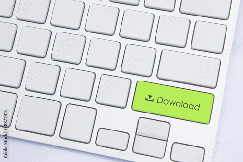 Keyboard with green Download button, business concept photo