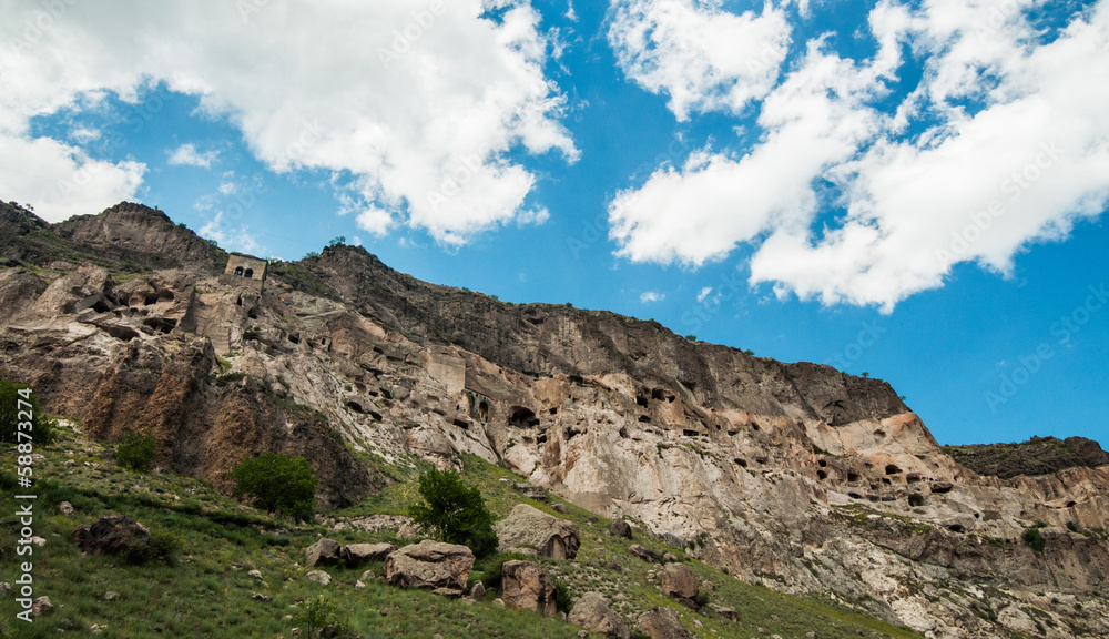 Cave cut, ancient architecture art in Vardzia, Georgia.