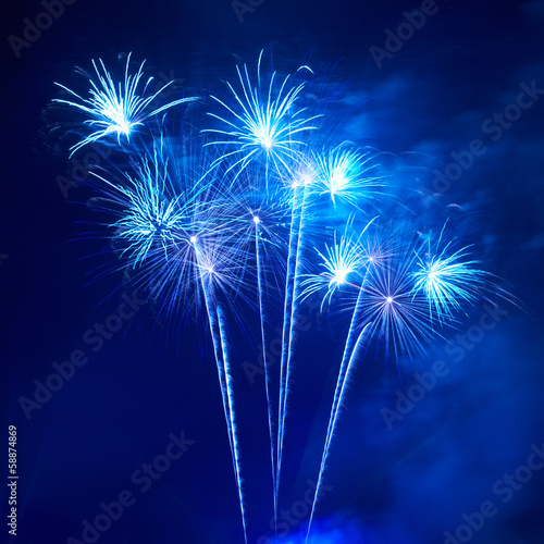 Blue colorful fireworks