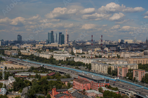View the tourist areas of Moscow and river from above