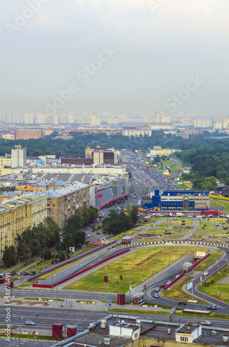 View the tourist areas of Moscow and river from above