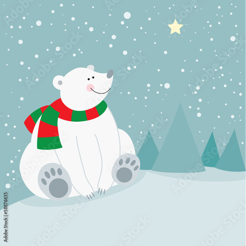 Cute christmas holiday polar bear