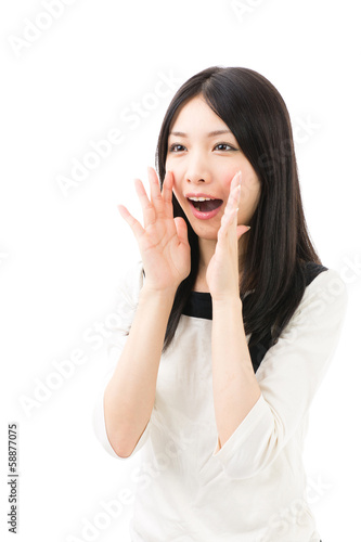 young asian businesswoman yelling