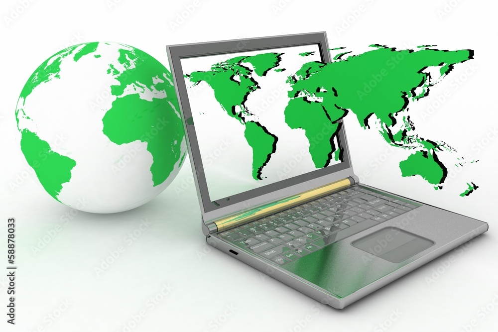 Internet concept global connection laptop Internet concept global connection laptop