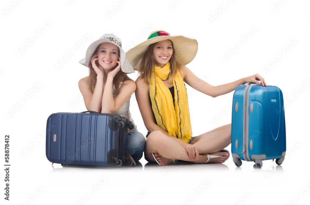 Woman going to summer vacation isolated on white Woman going to summer vacation isolated on white